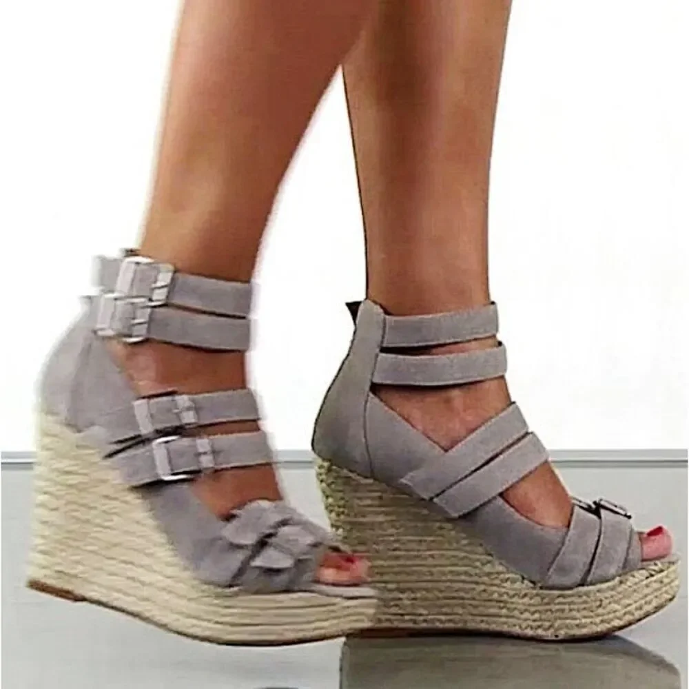 Kelsi Dagger Griselda Suede Espadrille Gray Size 7 New